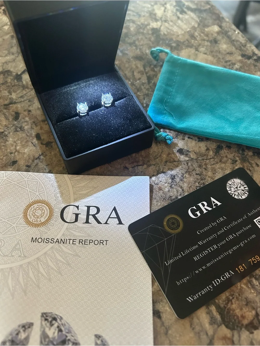 GRA certified VVS 1ct Moissanite earrings